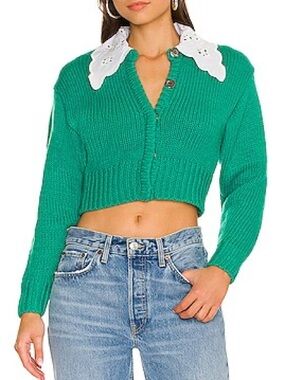 For Love & Lemons Stacy Cardigan In Green